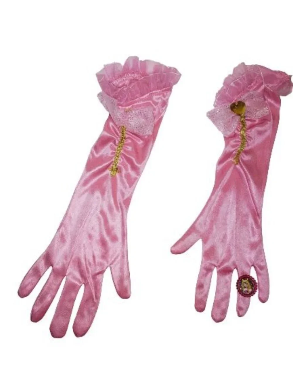Disney Aurora Sleeping Beauty Costume S Pink Gold Satin Gloves Halloween Cosplay